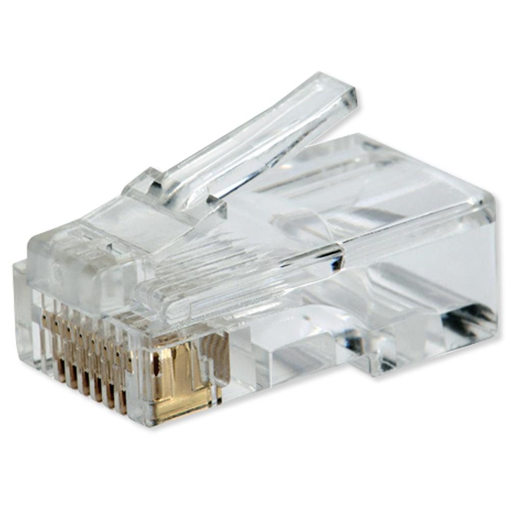 Platinum Tools RJ45 Cat5e Connector, Round Solid, 3 Prong (100 Pack)