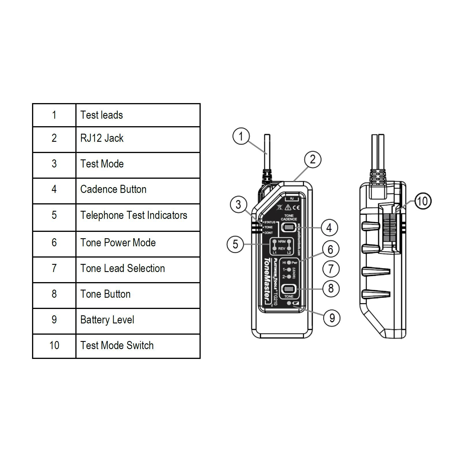 Platinum Tools Tone Master High Power Tone Generator with Angled Bed-of-Nails Clips, Clamshell