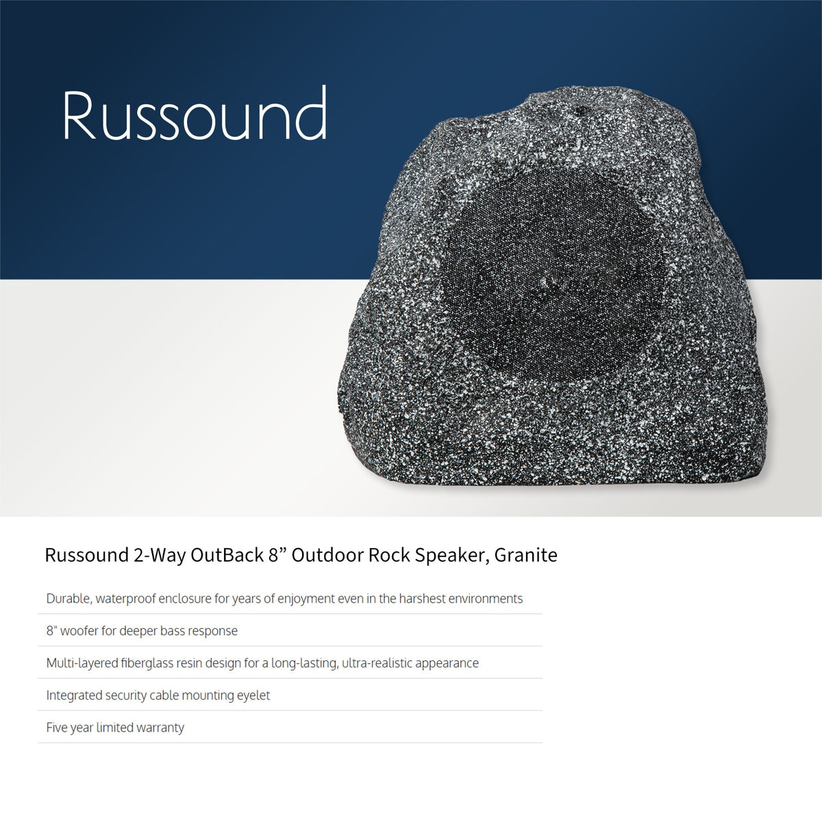 Russound 2-Way OutBack Outdoor Rock Speaker, 8in