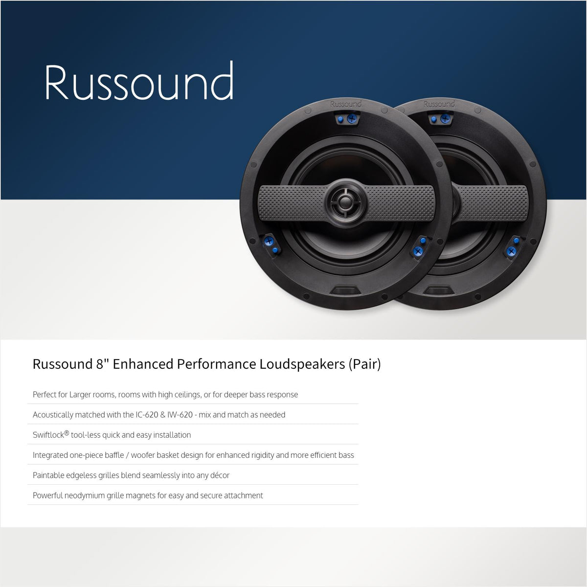 Russound 8 " Enhanced Performance Loudspeakers (Pair)
