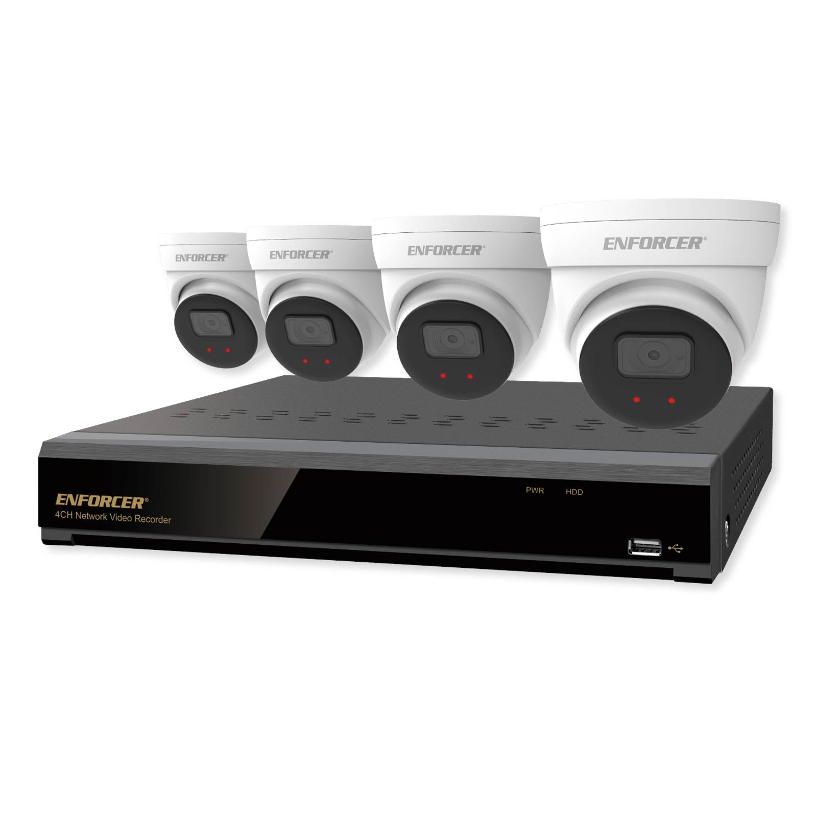 Seco-Larm ENFORCER NVR & Camera Kit with 4K 4-Channel NVR, 4 IP 5MP Turret Cameras, 2TB HDD