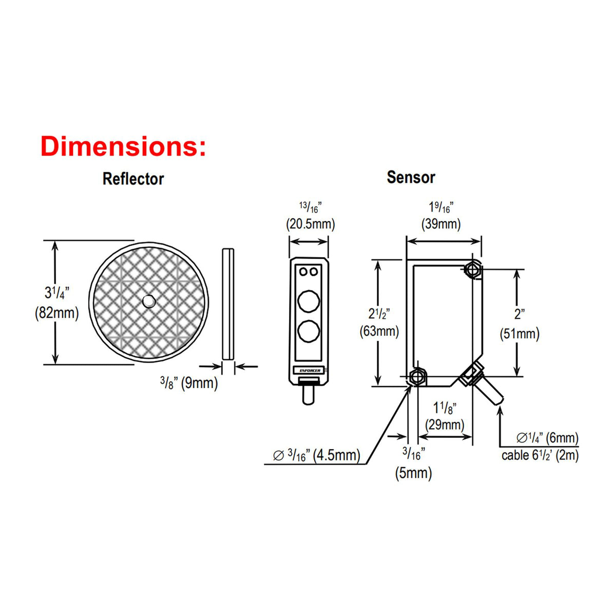 Seco-Larm Enforcer Reflective Beam Sensor with Round Reflector, 45'