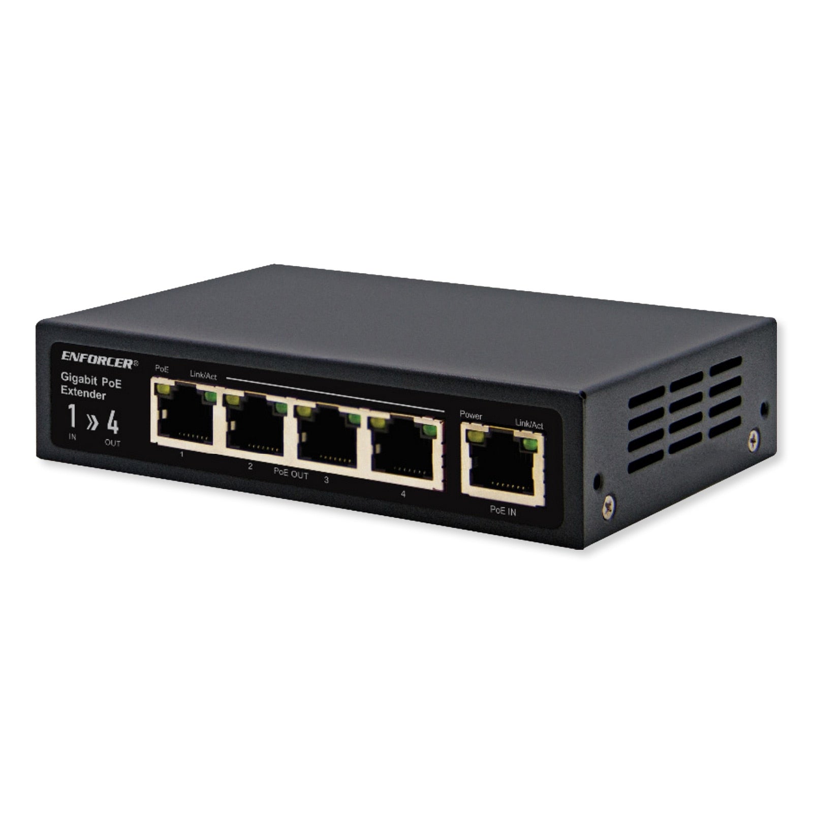 Seco-Larm Gigabit PoE Extender, 1-Input to 4-Outputs