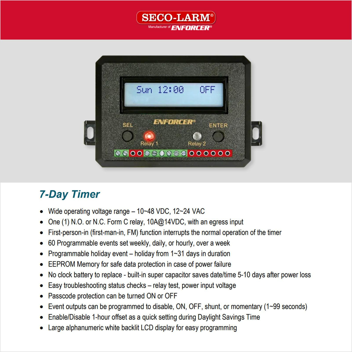 Seco-Larm Enforcer 7-Day Timer Module