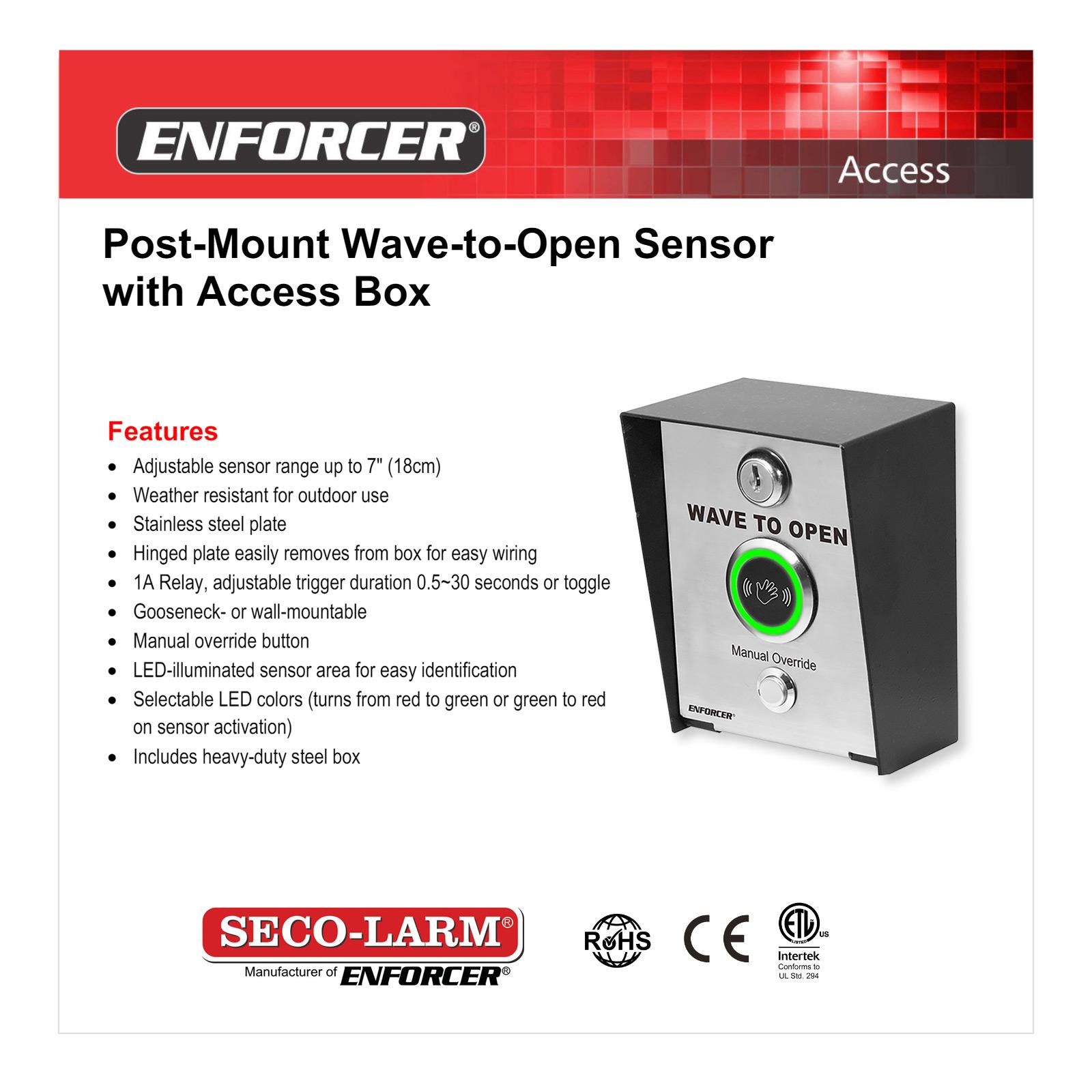 Seco-Larm Post-Mount Wave-to-Open Sensor with Access Box