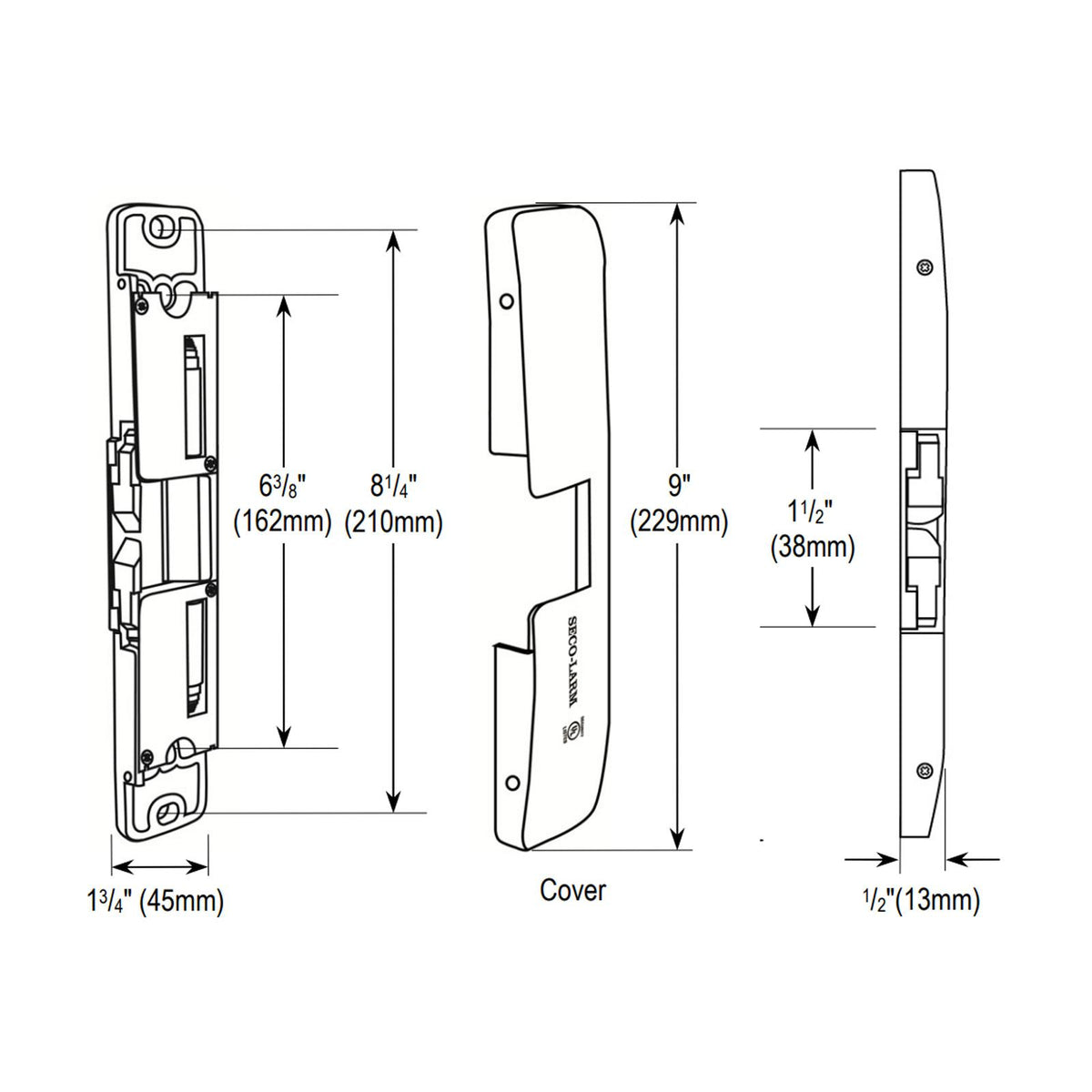 Seco-Larm Surface-Mount Electric Rim Strike, 1/2 Inch