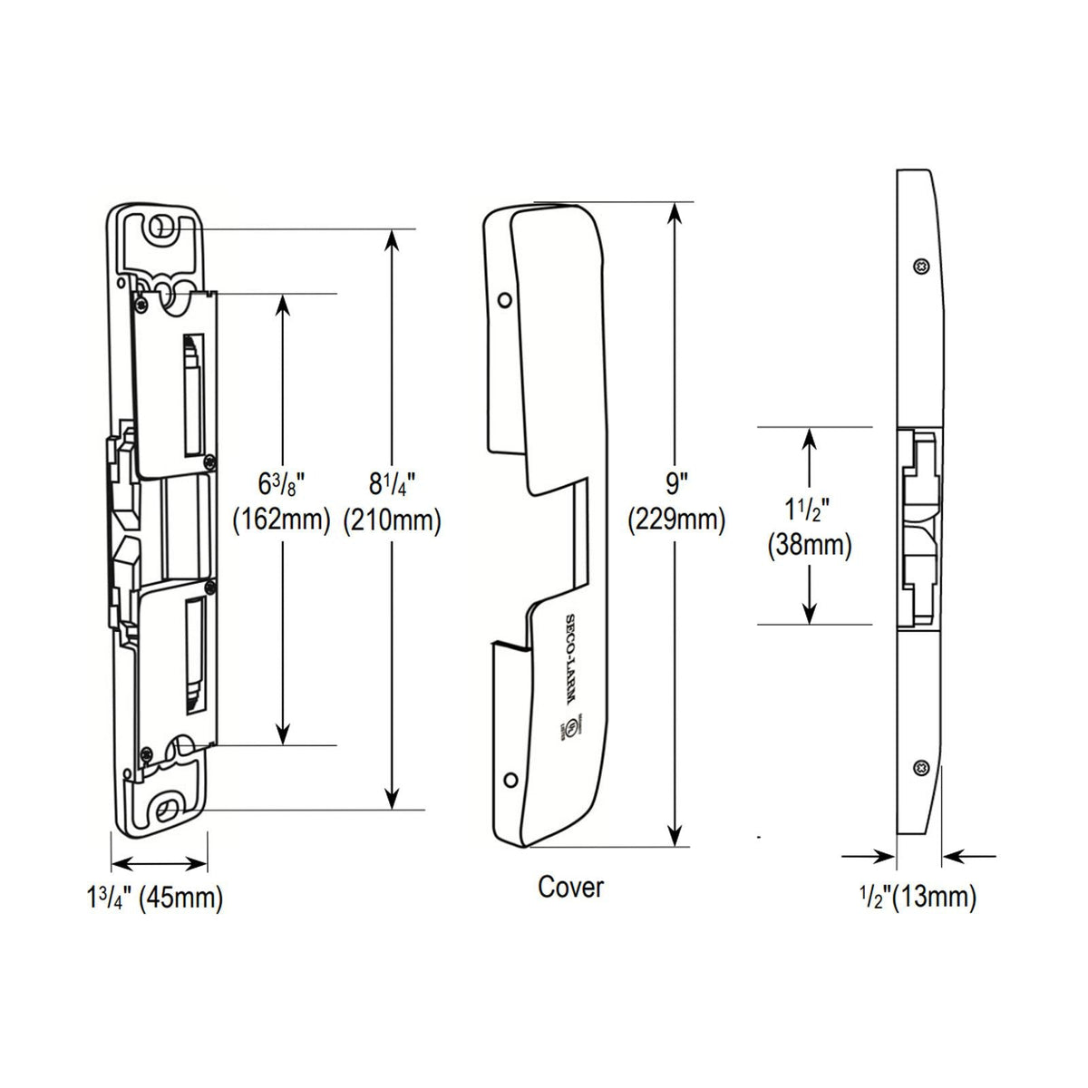 Seco-Larm Surface-Mount Electric Rim Strike, 1/2 Inch