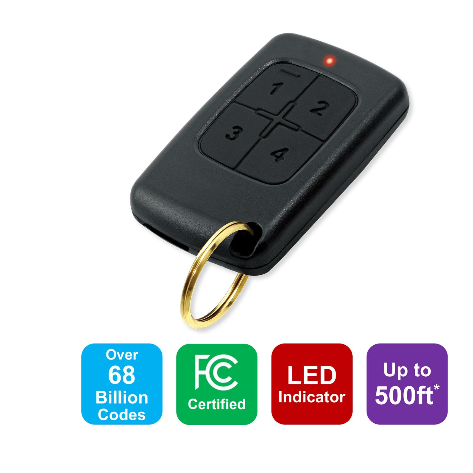 Seco-Larm 4-Button, 15-Channel RF Transmitter, Pendant, 433.92MHz, Pre-coded
