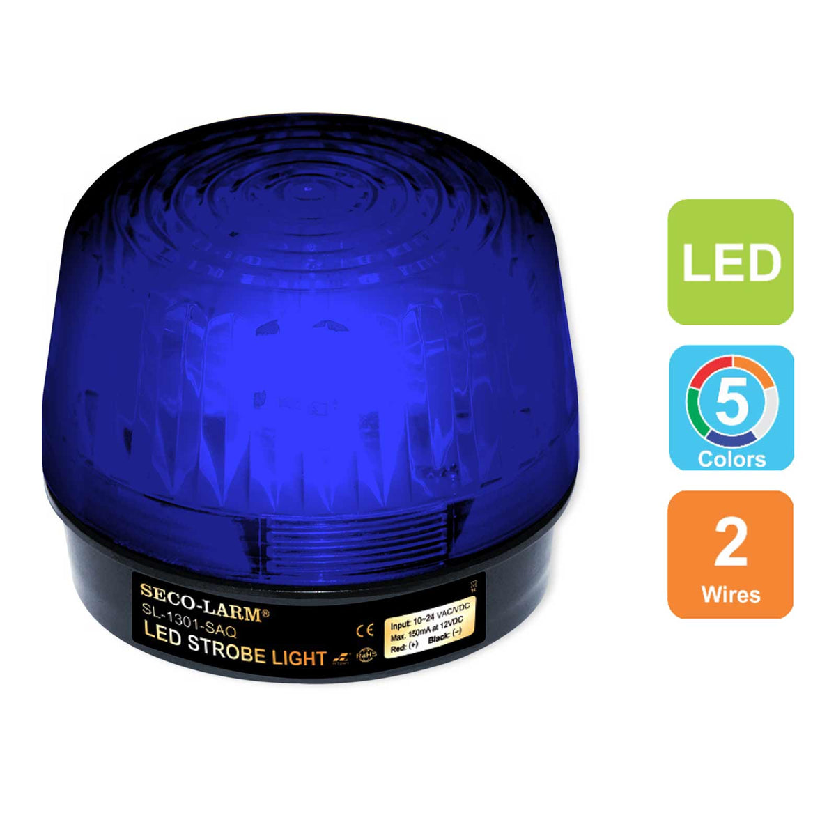 Seco-Larm Enforcer LED Strobe Light with Built-In Programmable Siren