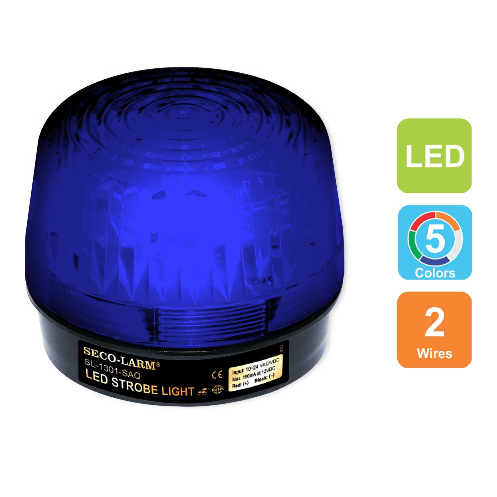 Seco-Larm Enforcer LED Strobe Light with Built-In Programmable Siren