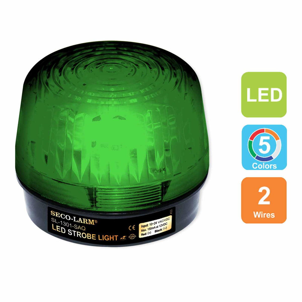 Seco-Larm Enforcer LED Strobe Light with Built-In Programmable Siren
