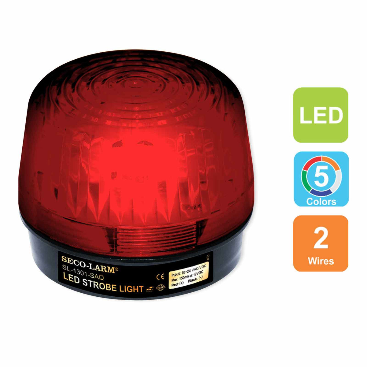 Seco-Larm Enforcer LED Strobe Light with Built-In Programmable Siren