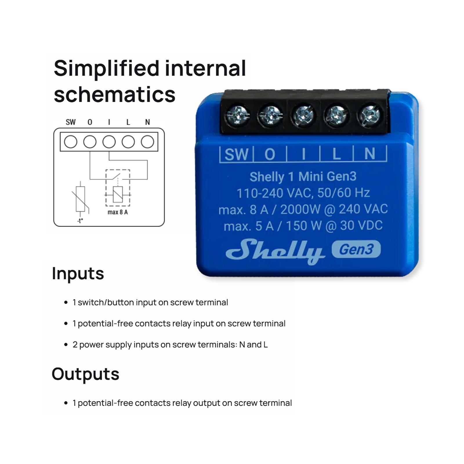 Shelly 1 Mini Gen3 WiFi Smart Relay