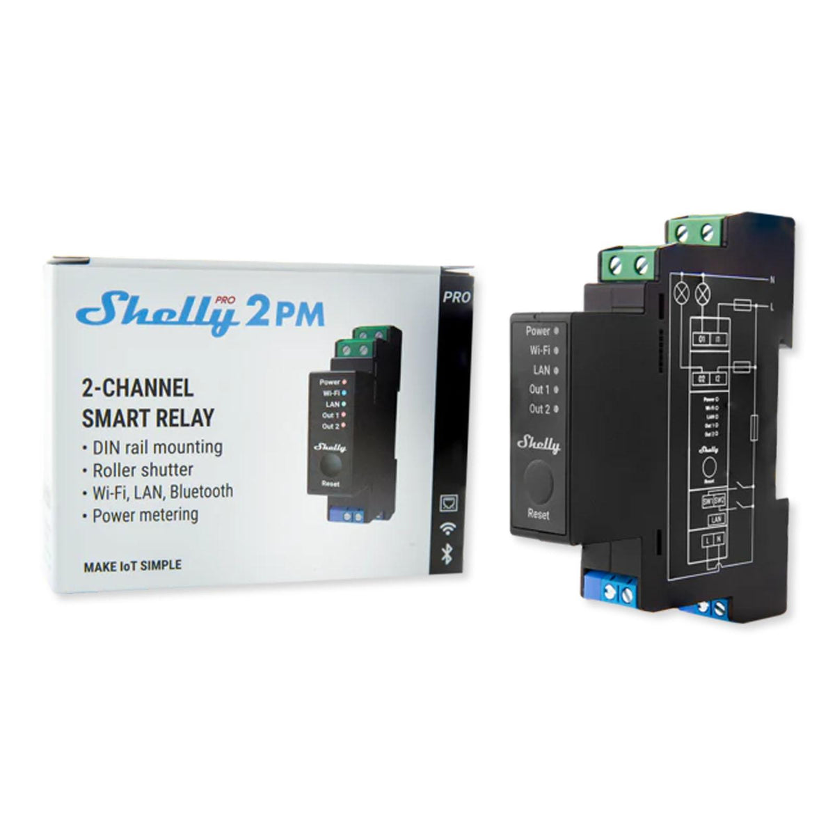Shelly Pro 2PM, Wi-Fi & Bluetooth