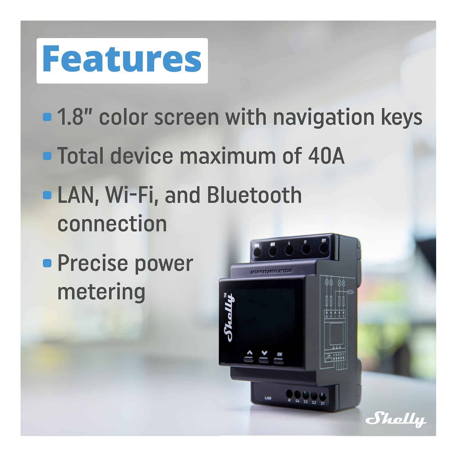 Shelly Pro 4PM, Wi-Fi & Bluetooth