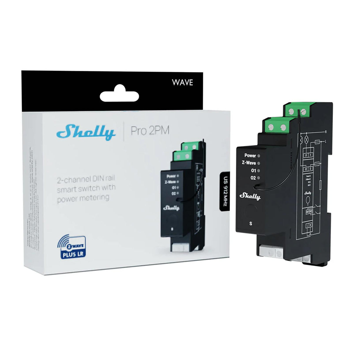 Shelly Wave Pro 2 Long Range Z-Wave 800 2-Channel Smart Switch with Power Monitoring