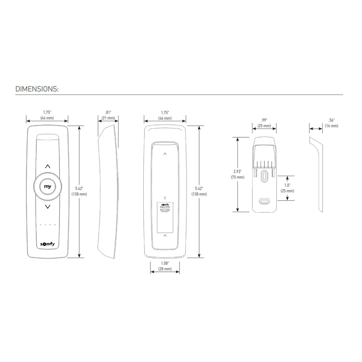 Somfy Situo RTS FCC Pure II Remote, 5 Channel