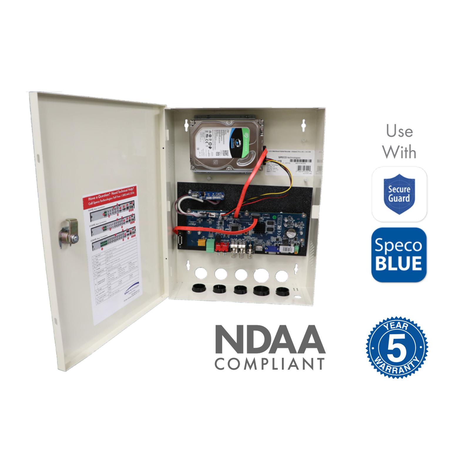 Speco H.265 Hybrid Wall Mount DVR with Smart Analytics, 6 Channel