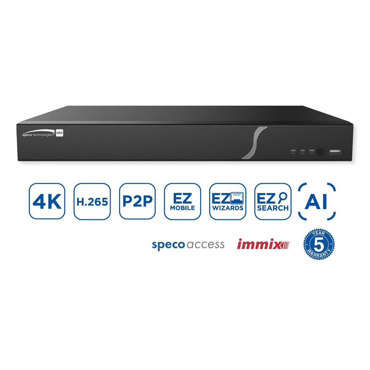 Speco 8 Channel 8K H.265 NVR with PoE, Facial Recognition, and Smart Analytics