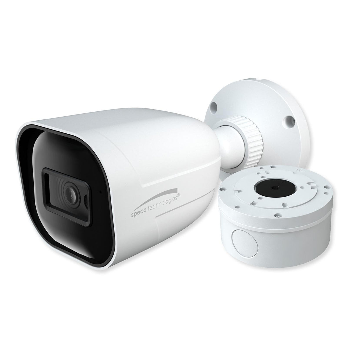 Speco 4MP H.265 IP Bullet Camera with Advanced Analytics 2.8mm fixed lens, white housing