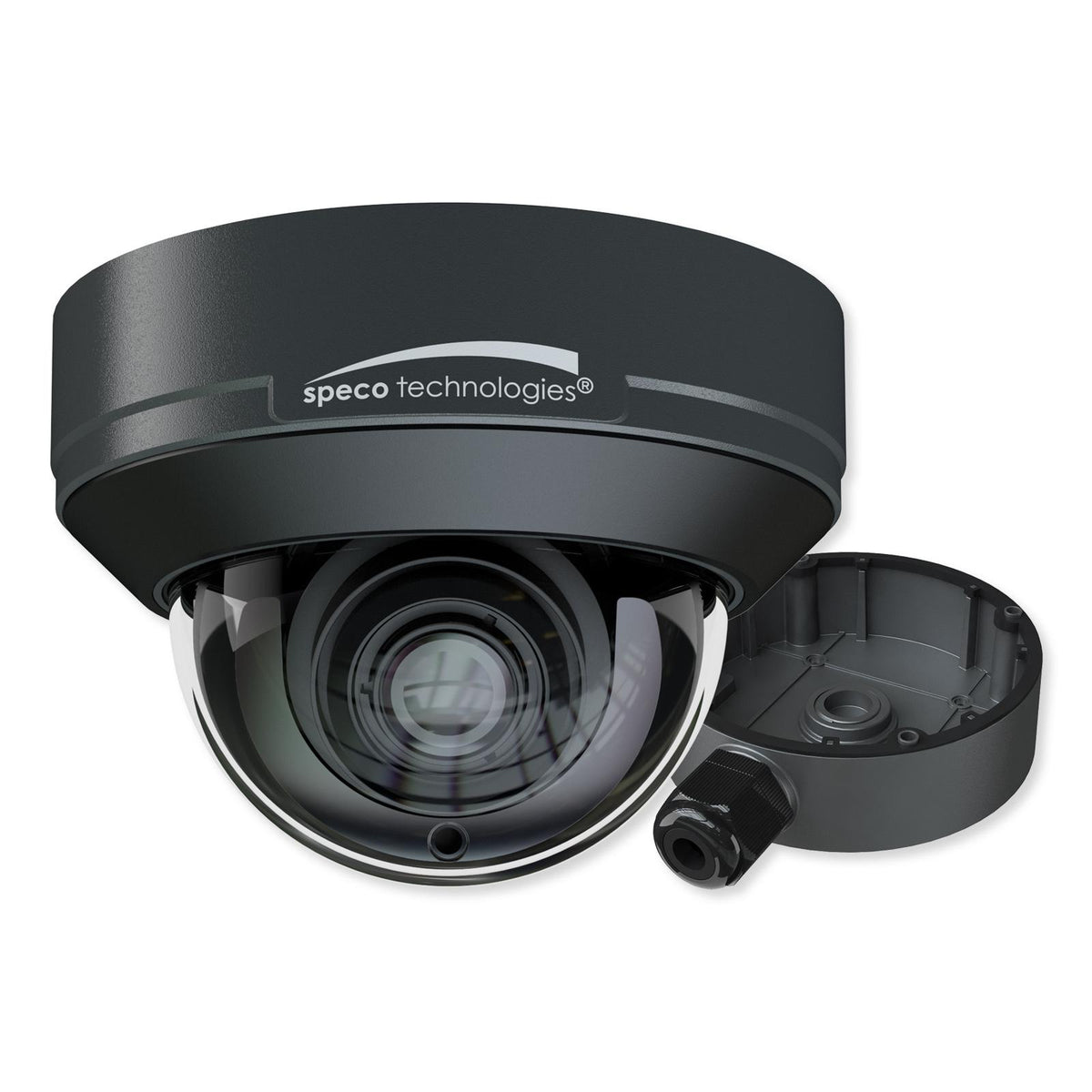 Speco 4MP Intensifier AI IP Dome Camera with Junction Box, 2.8-12mm Lens