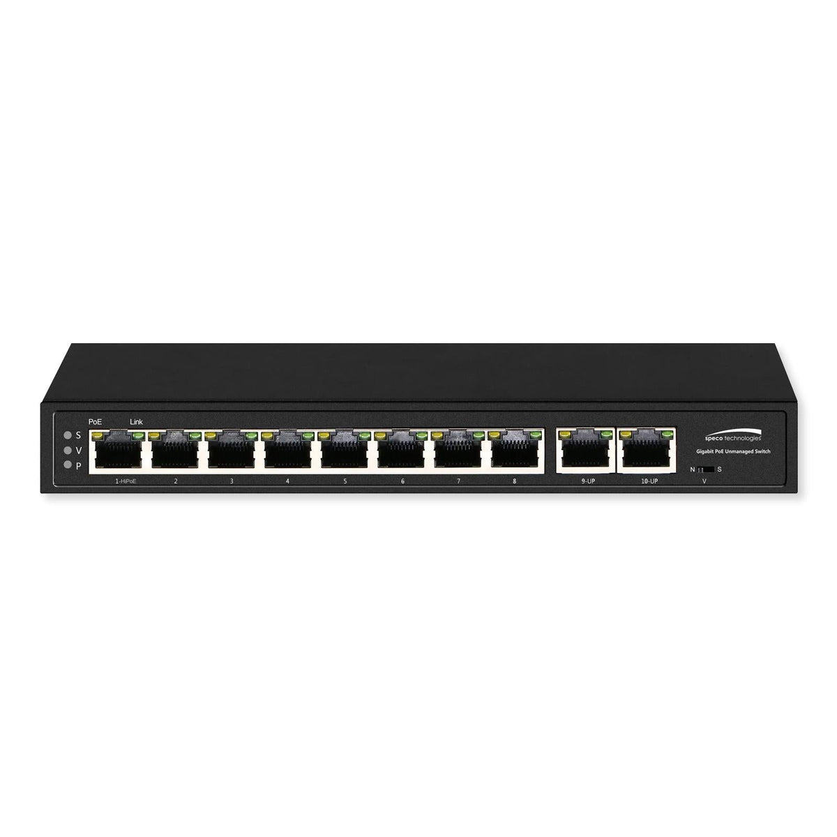 Speco 10-Port Gigabit Network Switch (8 PoE Ports, 2 Ports Uplink)