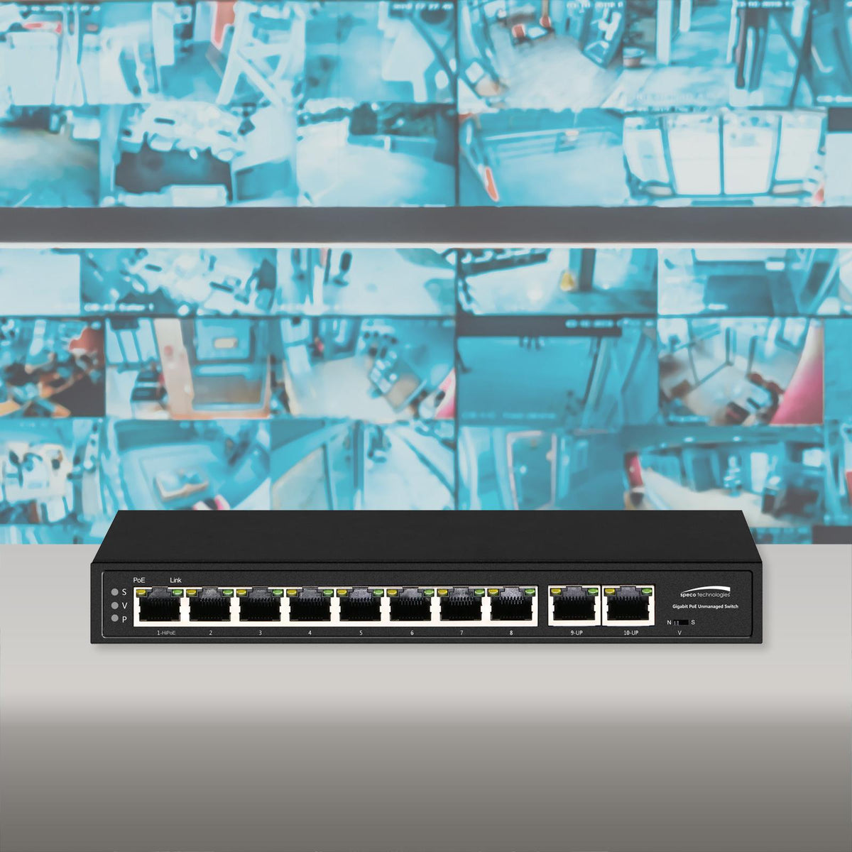 Speco 10-Port Gigabit Network Switch (8 PoE Ports, 2 Ports Uplink)