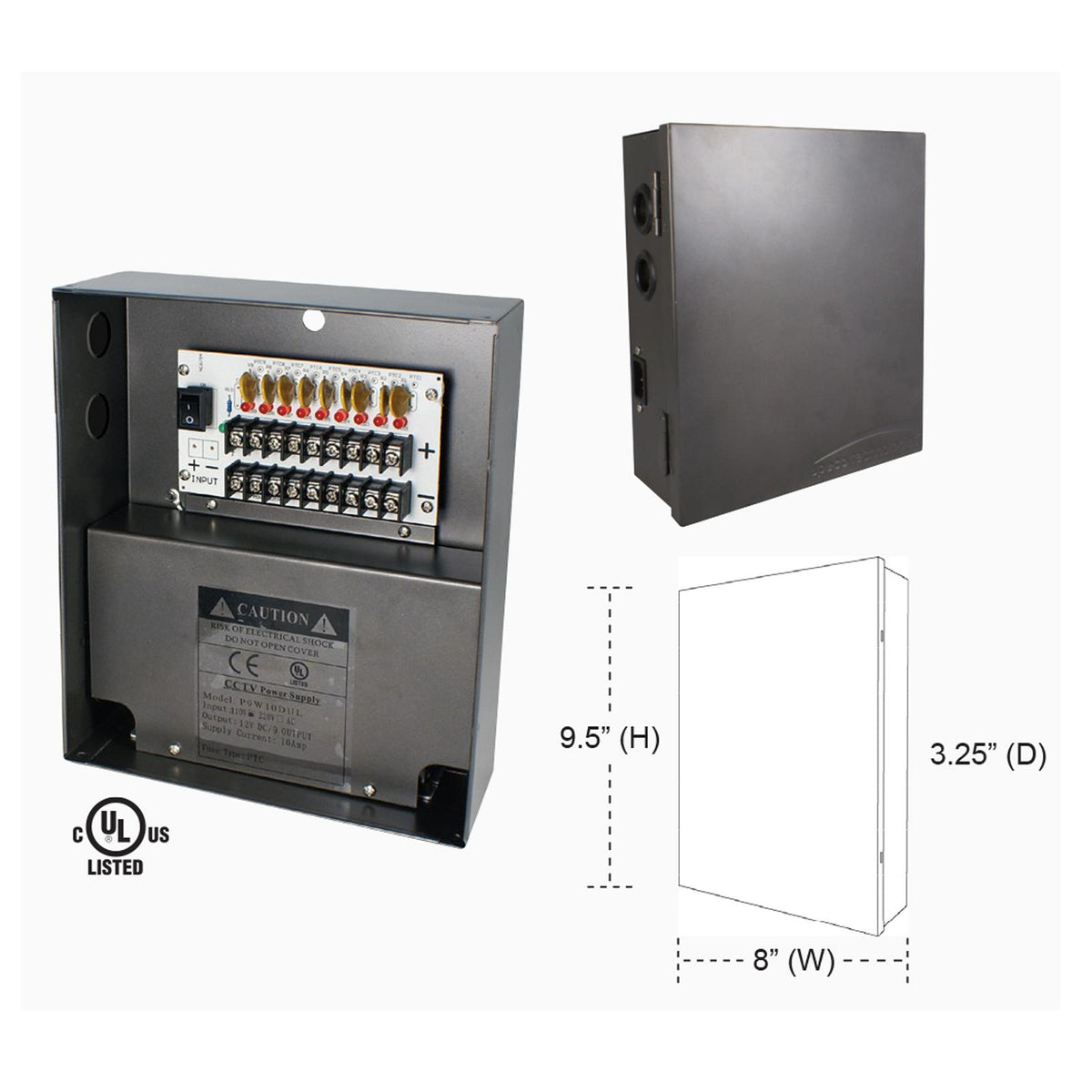 Speco CCTV Camera 12VDC Power Supply, 9 Channel, 10A Output