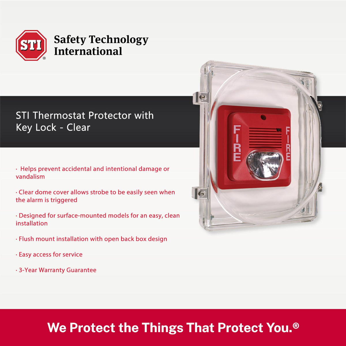 STI Strobe Damage Stopper and Open Back Box for Flush Mount