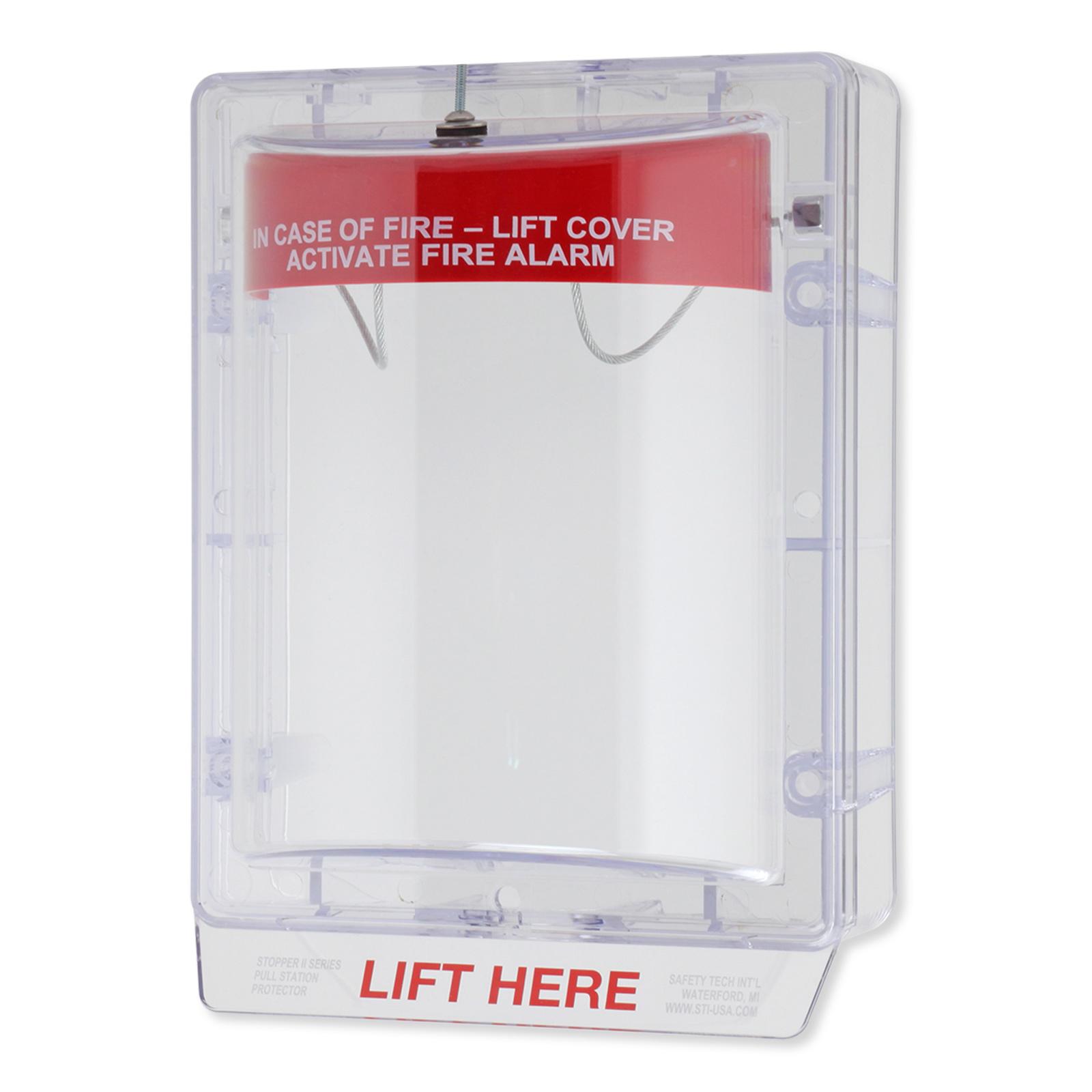 STI Stopper II Fire Alarm Cover With Spacer, Fire Label