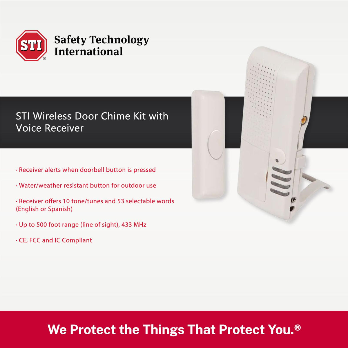STI Wireless Door Chime Kit with Voice Receiver