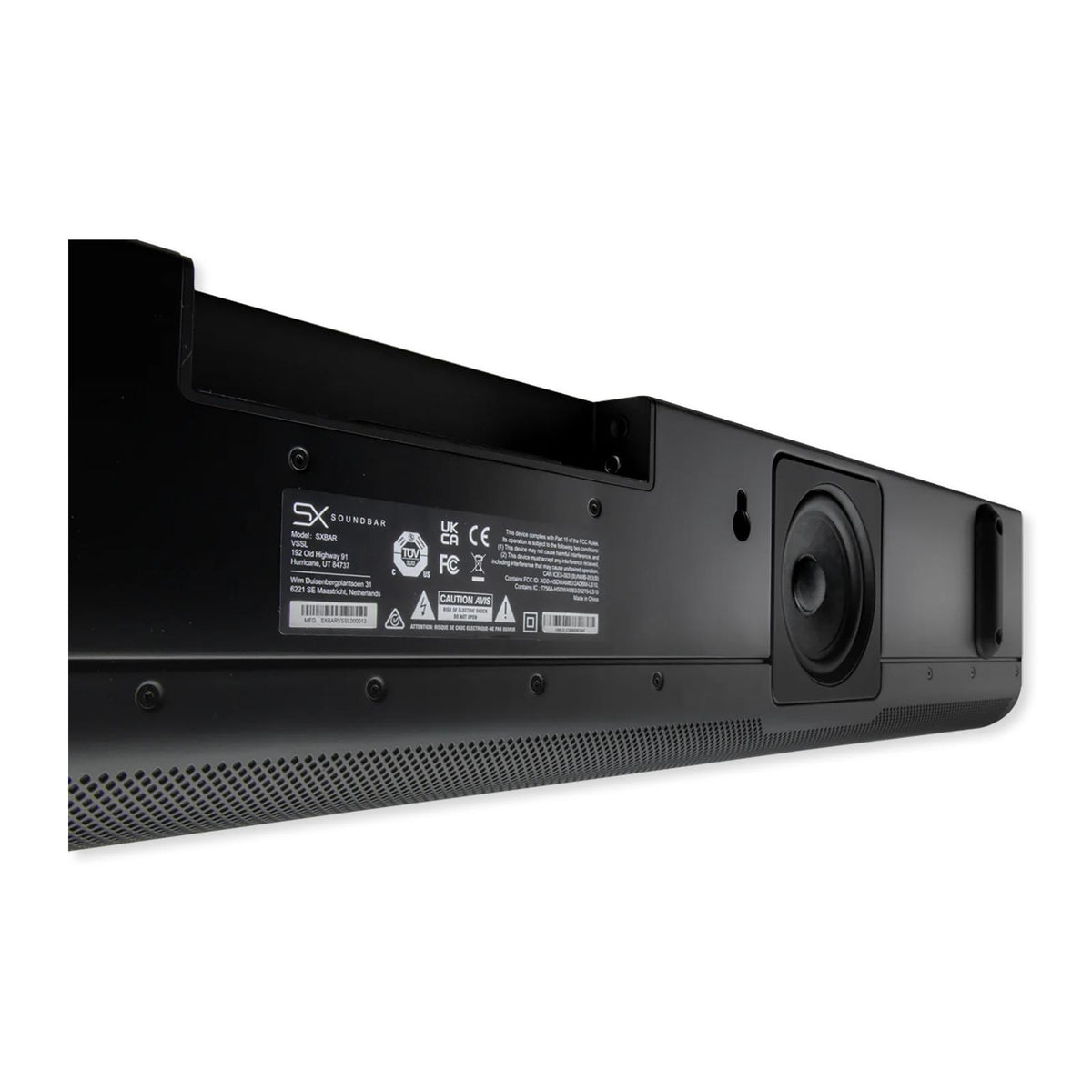 VSSL SX Series Soundbar, 3 wide dispersion BMR Drivers, 2 Woofers