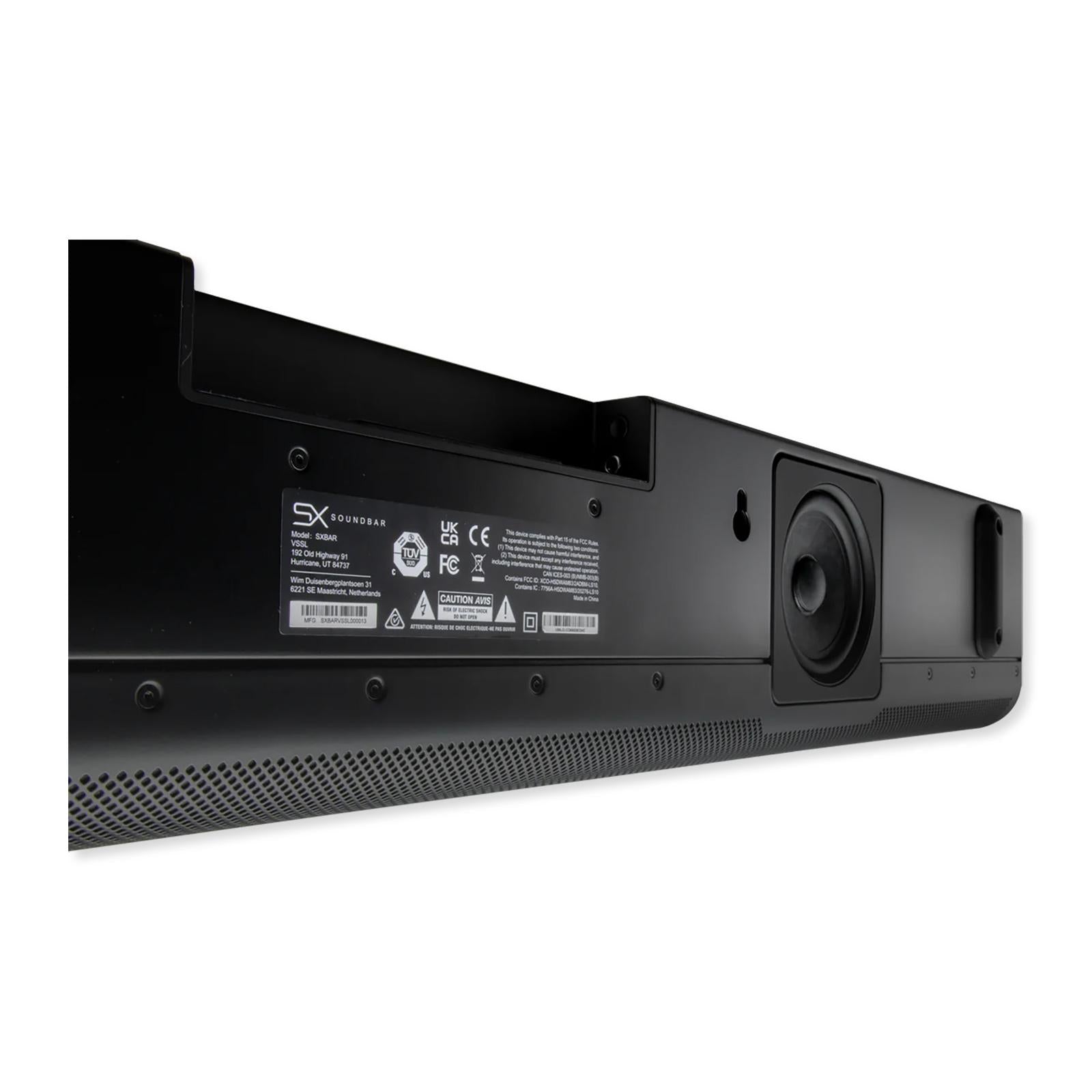 VSSL SX Series Soundbar, 3 wide dispersion BMR Drivers, 2 Woofers