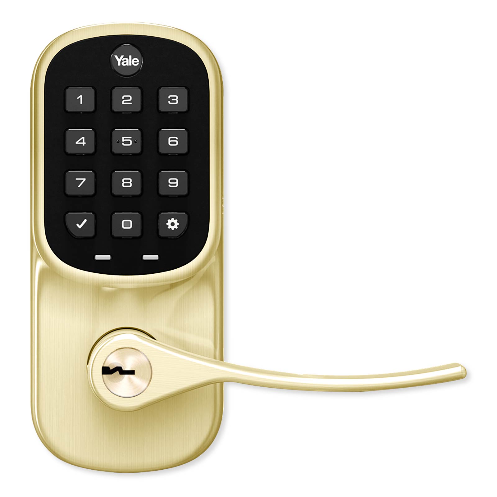 Yale Assure Pushbutton Keypad Lever Lock, Standalone (No Smart Module), Lifetime Brass (Open Box)