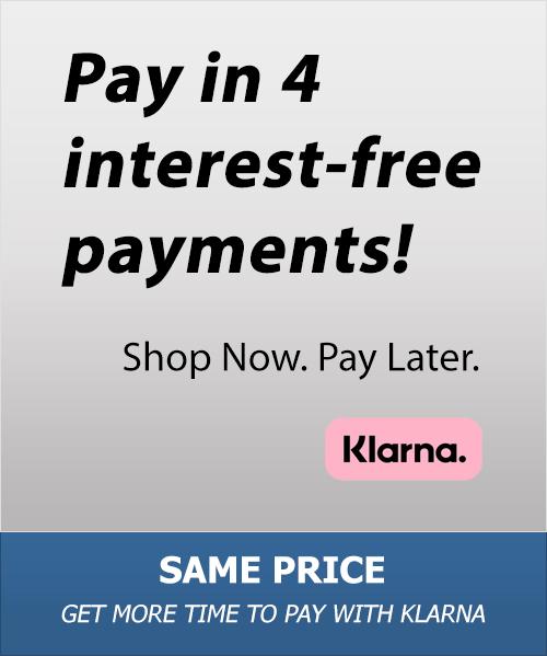 Pay in Four INTEREST-FREE Payments with Klarna! Shop Now. Pay Later.