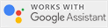 Works with Google Assistant Badge. Simply login to your Google account through the device app interface. Your device is then instantly available within the Google app.