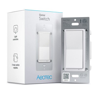 Aeotec Z-Wave Plus v2 illumino On/Off Wall Switch, Gen7, White (Open Box)