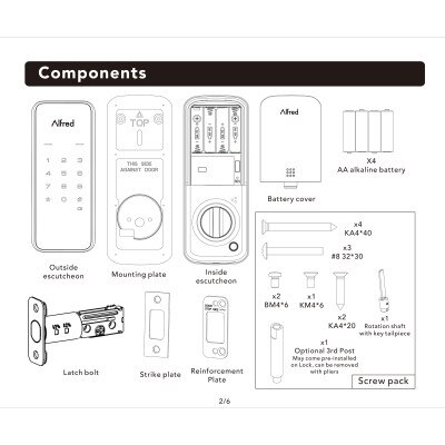 Alfred DB2 Smart Lock Touchscreen Deadbolt, Bluetooth