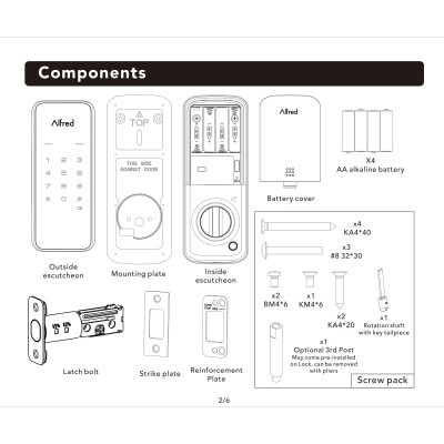 Alfred DB2 Smart Lock Touchscreen Deadbolt, Bluetooth