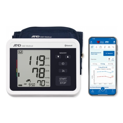 A&D Bluetooth Upper Arm Blood Pressure Monitor with Voice Guidance