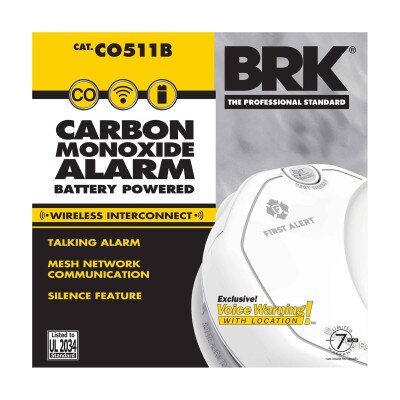 BRK CO511B First Alert Wireless Interconnected Carbon Monoxide Alarm with Voice and Location