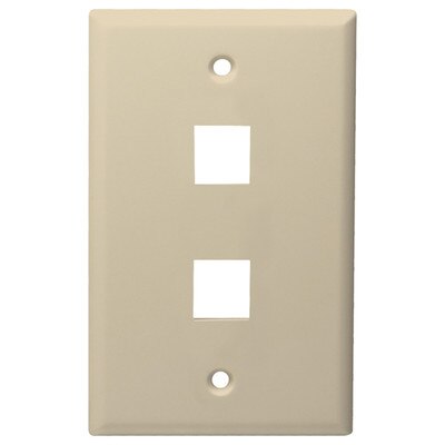 DataComm Keystone Wallplate, 1-Gang, 2-Port, Almond