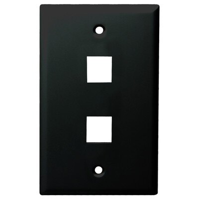 DataComm Keystone Wallplate, 1-Gang, 2-Port, Black