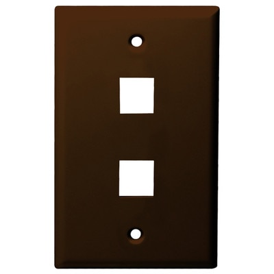 DataComm Keystone Wallplate, 1-Gang, 2-Port, Brown