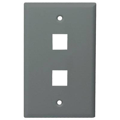 DataComm Keystone Wallplate, 1-Gang, 2-Port, Gray