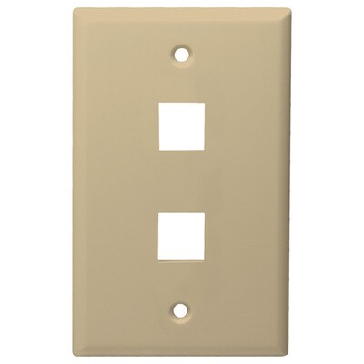 DataComm Keystone Wallplate, 1-Gang, 2-Port, Ivory