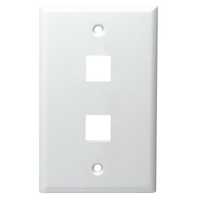 DataComm Keystone Wallplate, 1-Gang, 2-Port, White