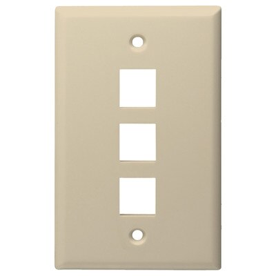 DataComm Keystone Wallplate, 1-Gang, 3-Port, Almond