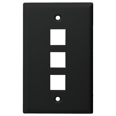 DataComm Keystone Wallplate, 1-Gang, 3-Port, Black