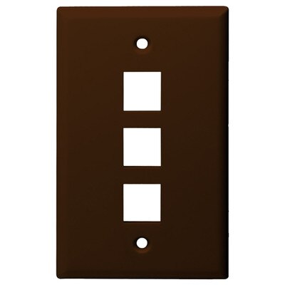 DataComm Keystone Wallplate, 1-Gang, 3-Port, Brown
